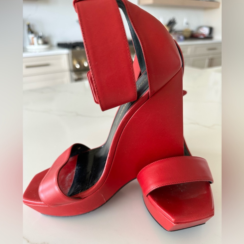 YSL strap wedges with belt strap